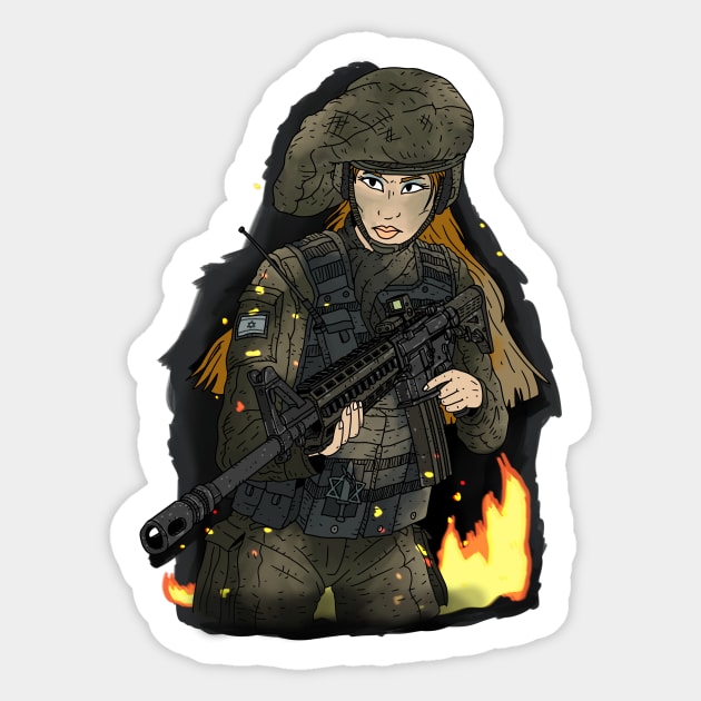 Female Israel Defense Forces soldier. Sticker by JJadx